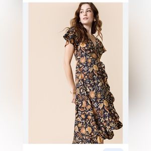 Crossbody floral midi dress, size M